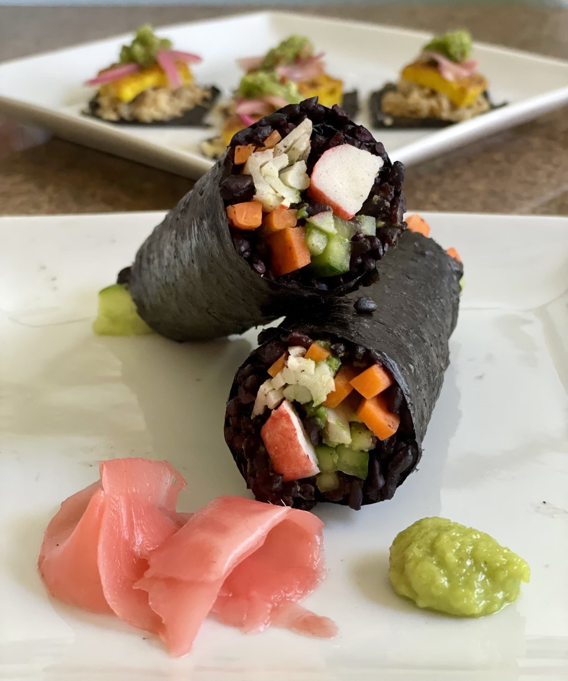 Black rice sushi rolls