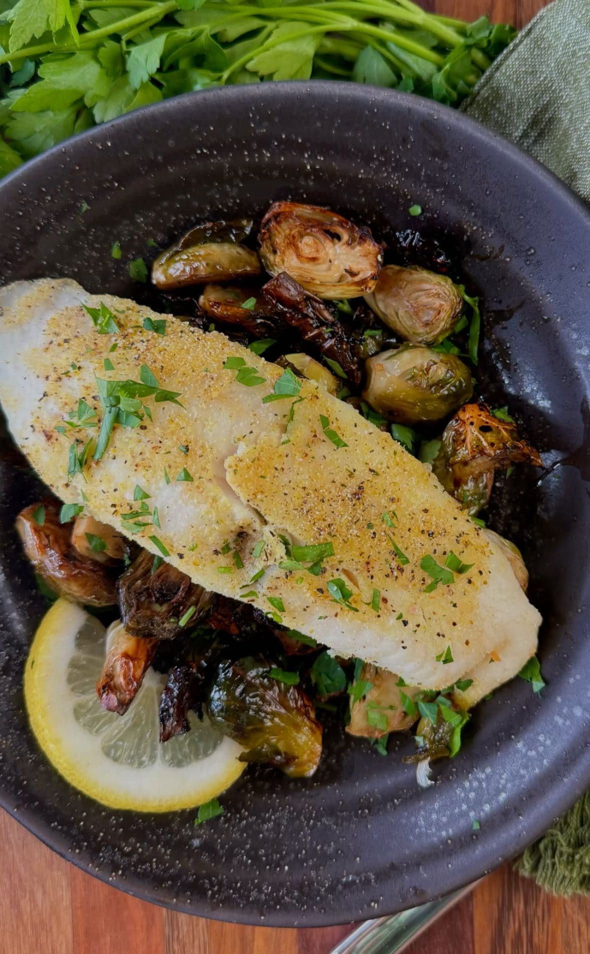 Crispy Air Fryer Tilapia with Brussels Sprouts