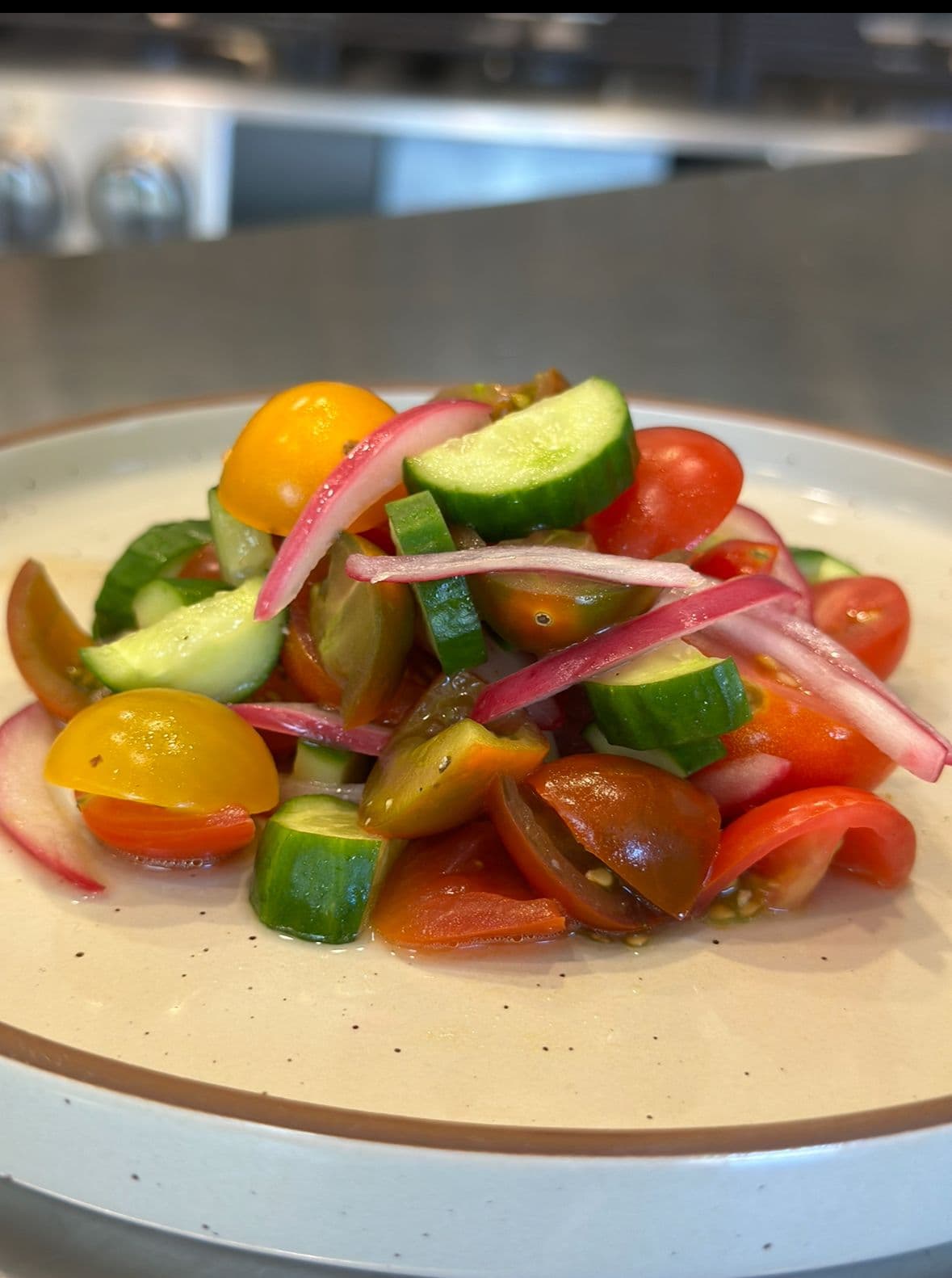 Cucumber Jicama salad with pickled onion
