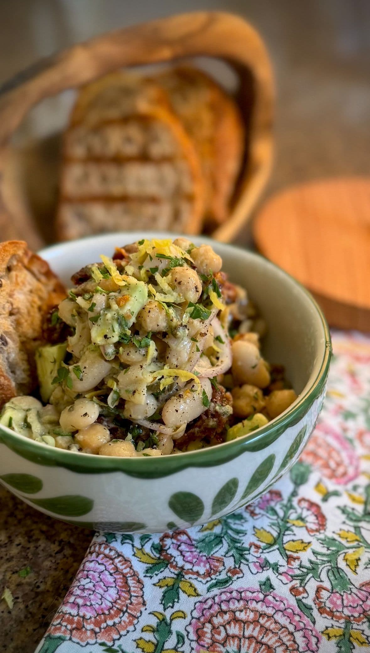Easy Mediterranean Bean Bowl with Crispy Sourdough