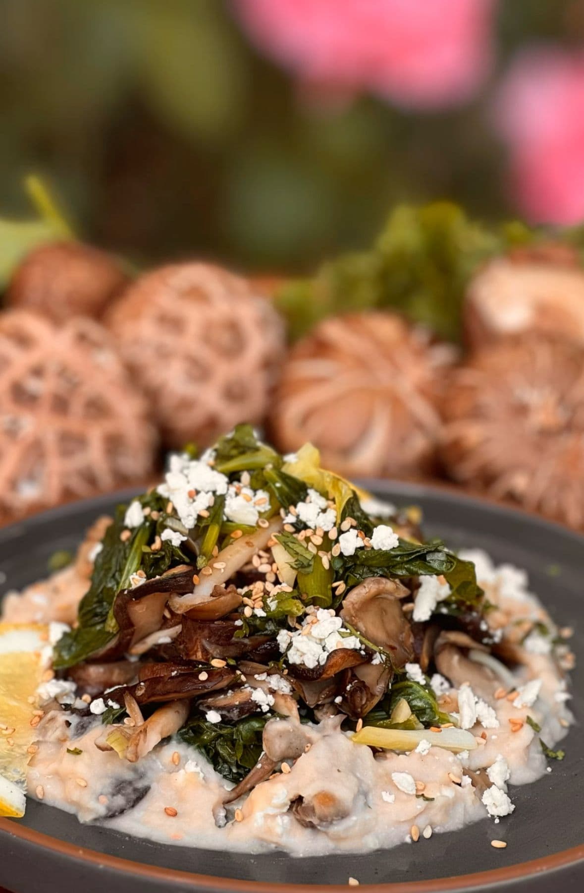 Gourmet Mushroom Medley with Spinach & Bean Puree