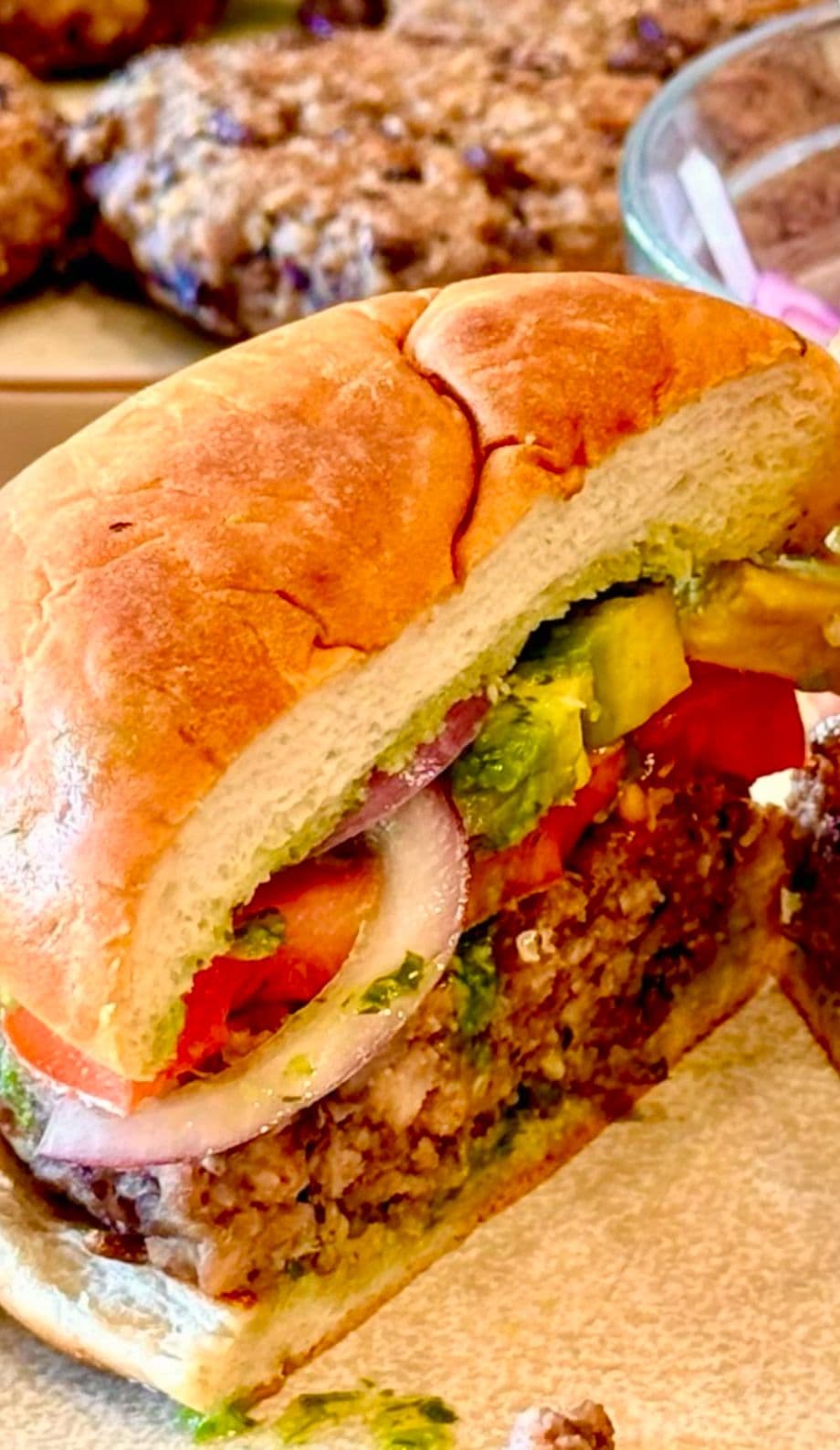 Veggie Burger with Meat Substitute with Cilantro Chimichurri