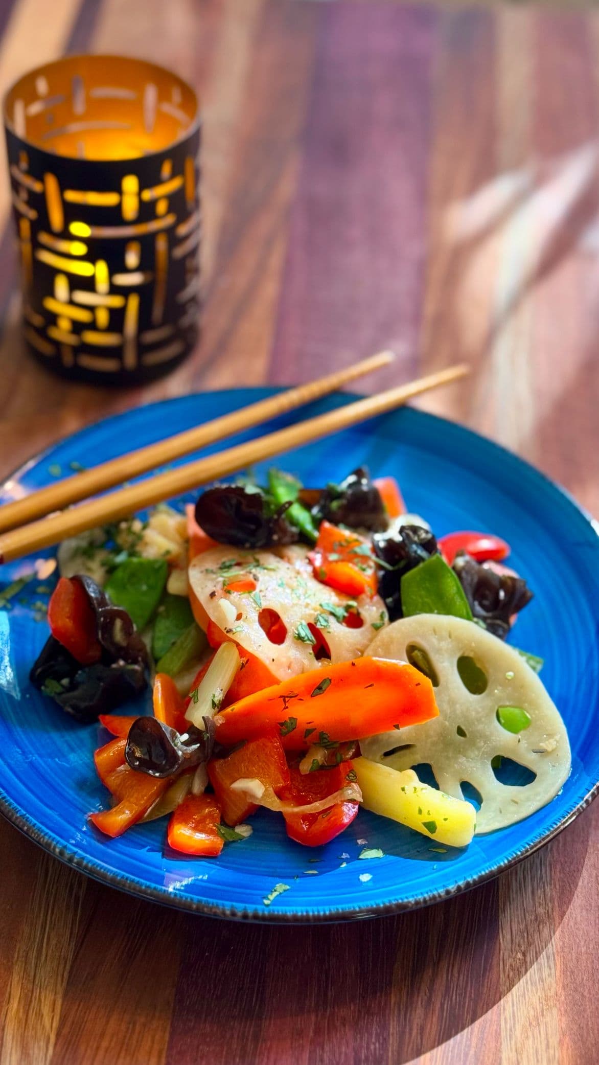 Lotus Root Stir-Fry with Carrots and Snow Peas