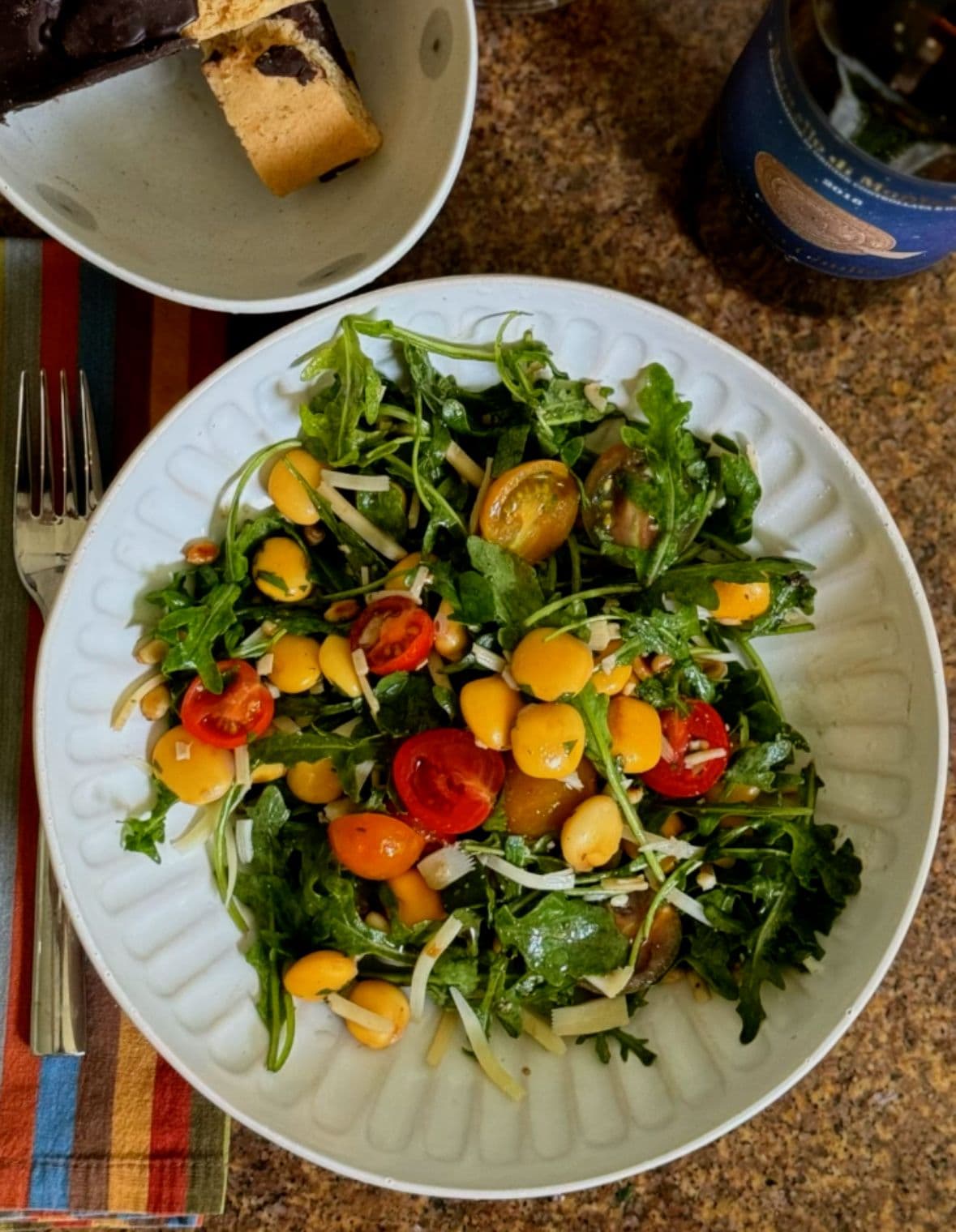 Lupini bean salad with asiago cheese, pine nuts, and balsamic vinaigrette