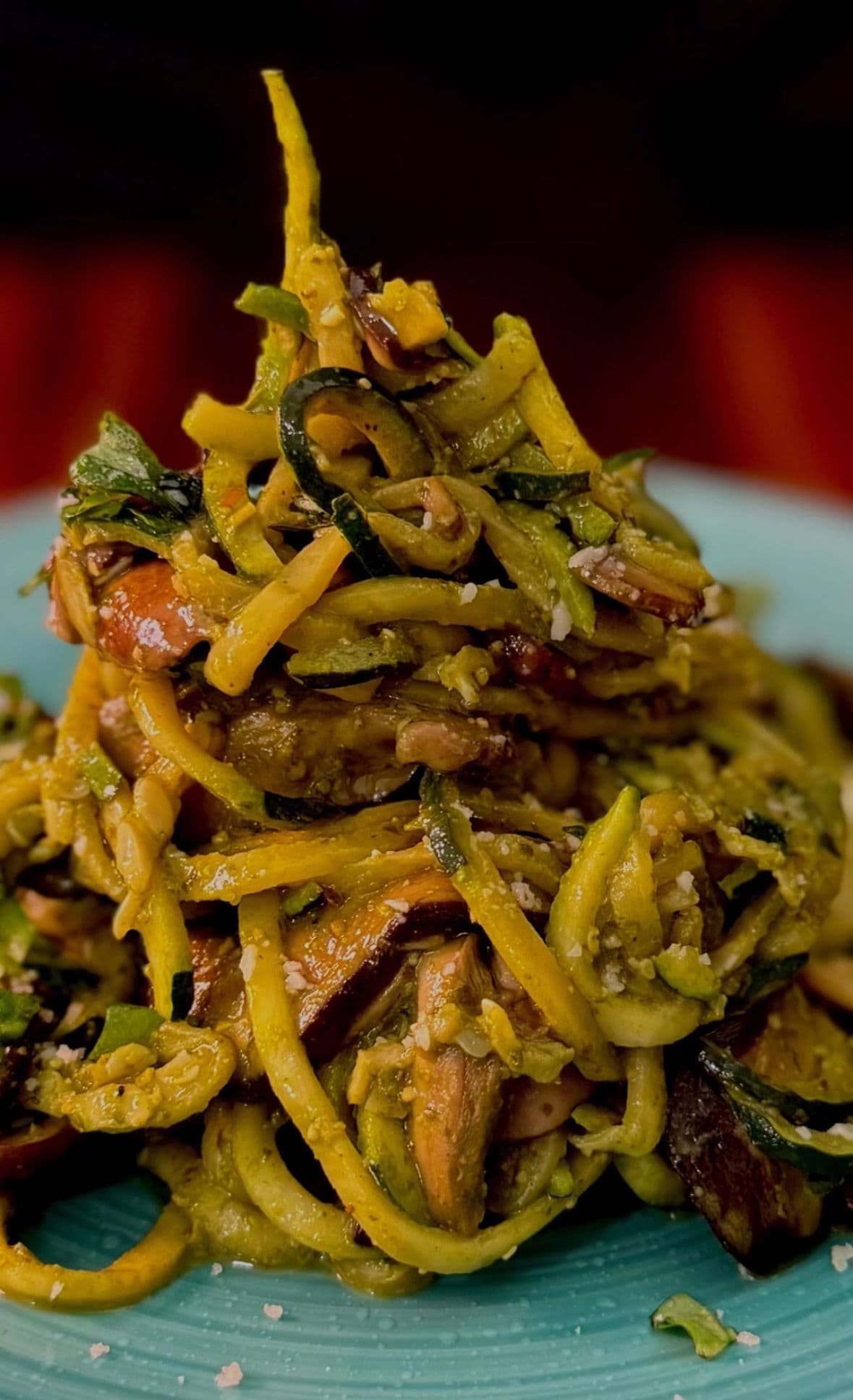 Matcha Moringa Pesto Mushroom Zoodles