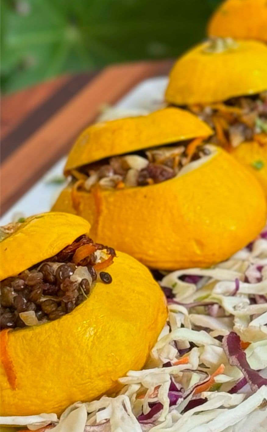 Mediterranean Lentil-Stuffed Summer Squash Bowls