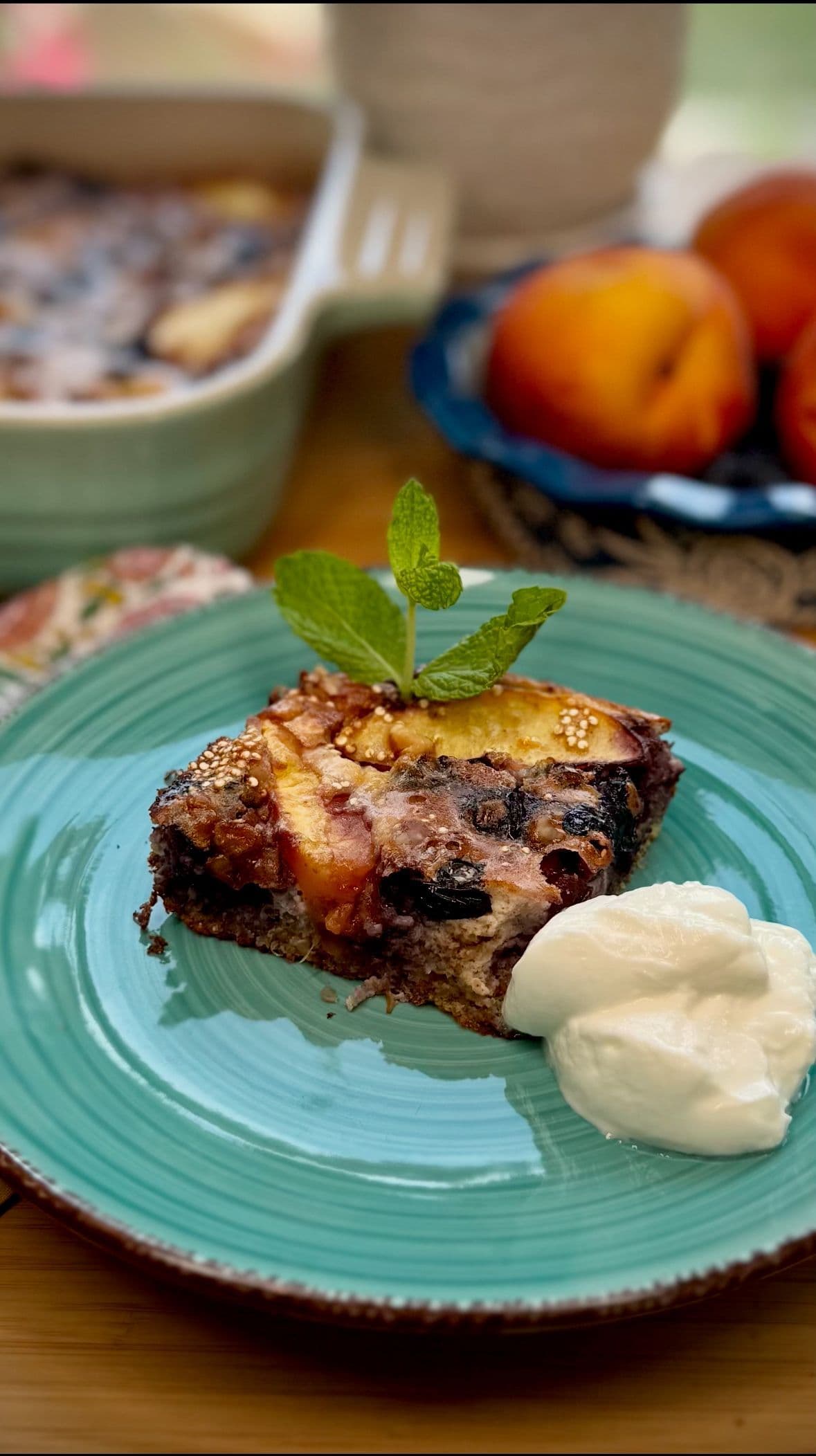 Protein Flip Blueberry Peach Quinoa Bake