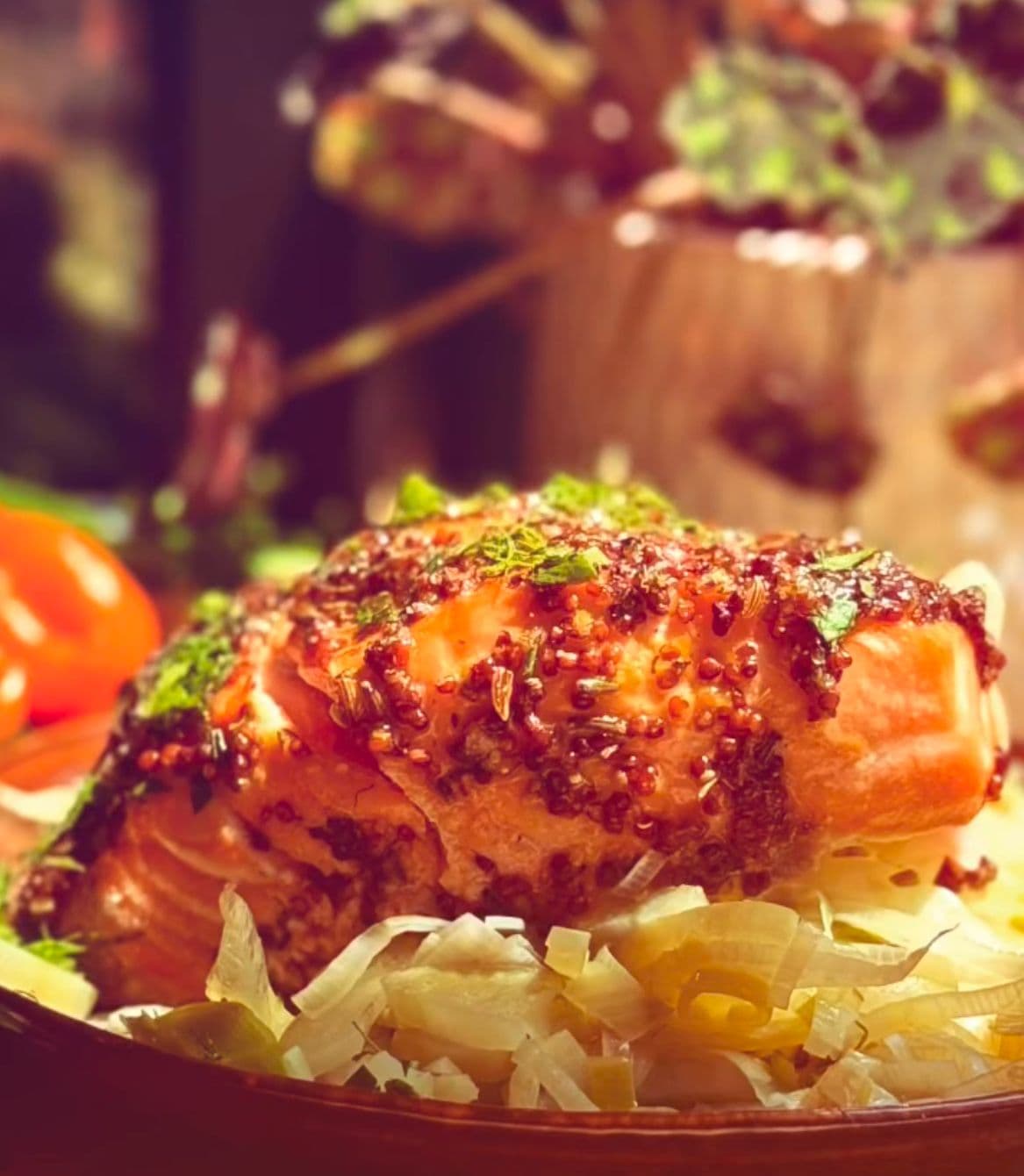 Mustard-Rosemary Salmon with Leeks & Fennel