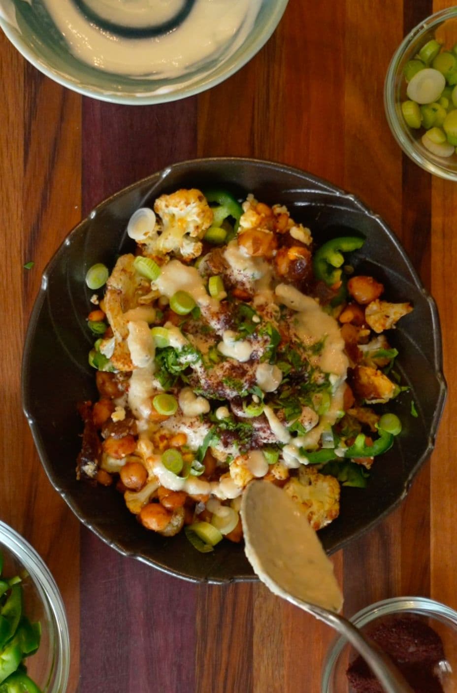Roasted Cauliflower & Crispy Harissa Chickpeas