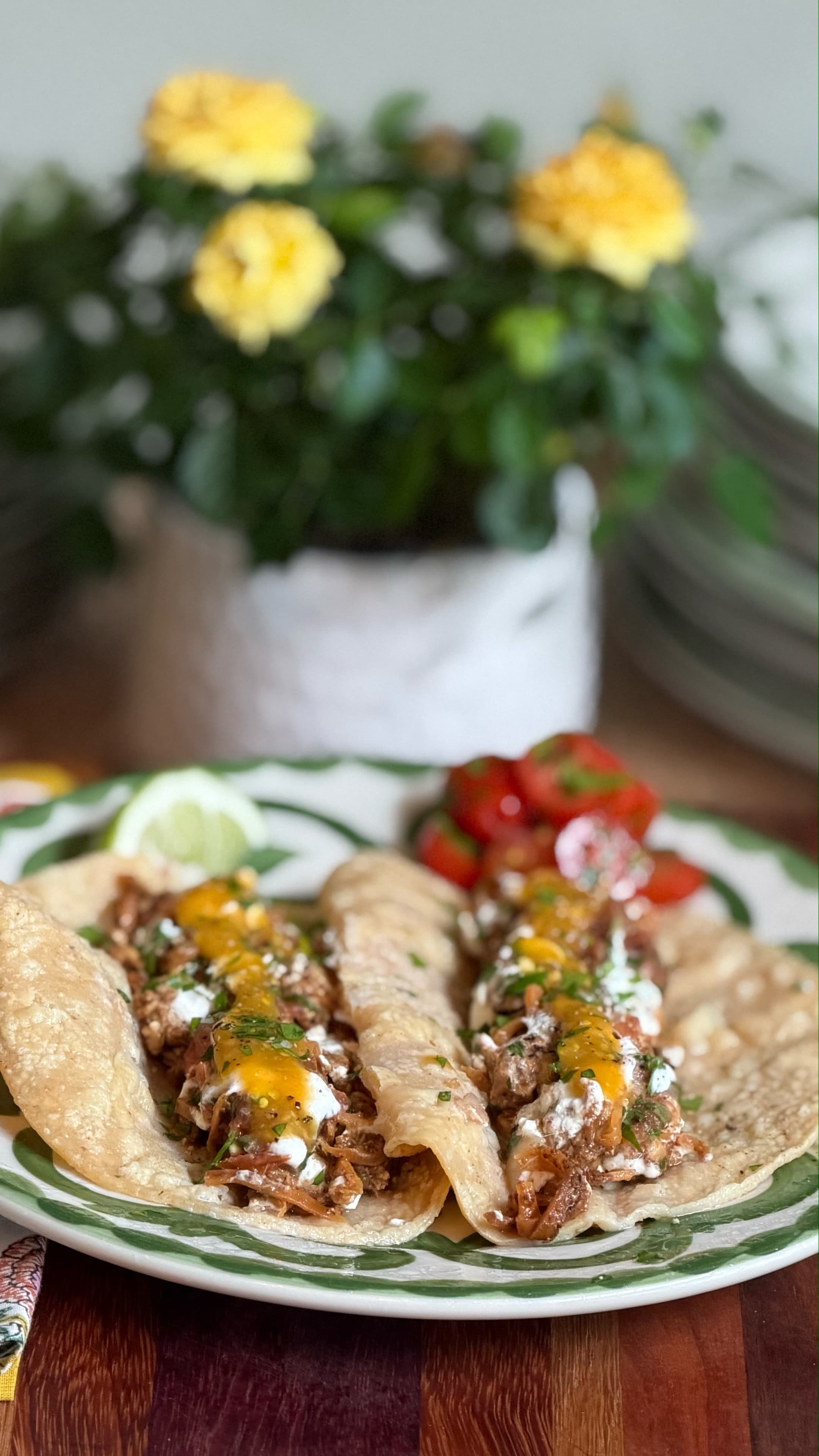 Royal Tempeh & Sweet Potato Tacos with Chili-Lime Yogurt