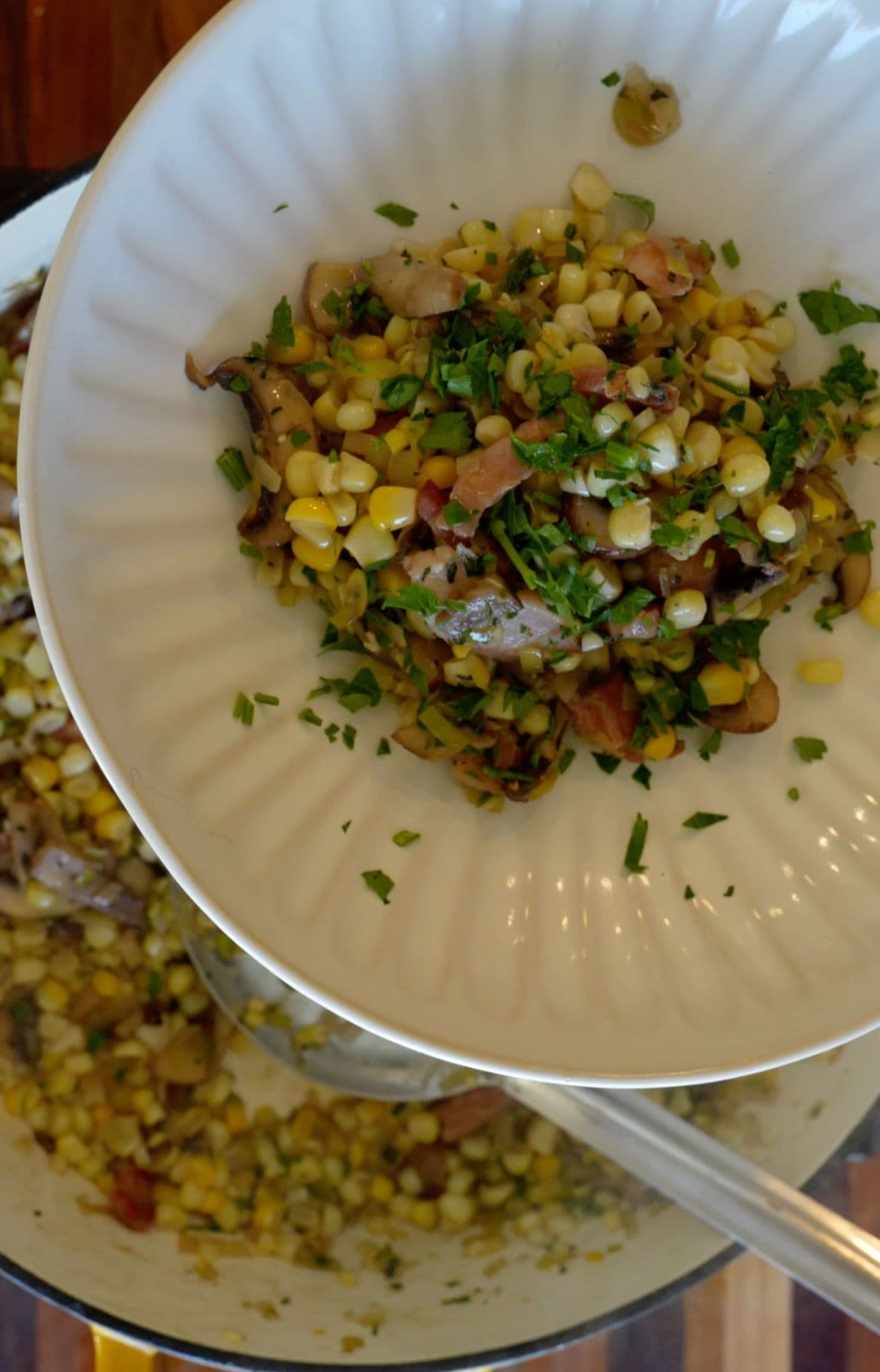 Savory Corn & Mushroom Saute with Pancetta