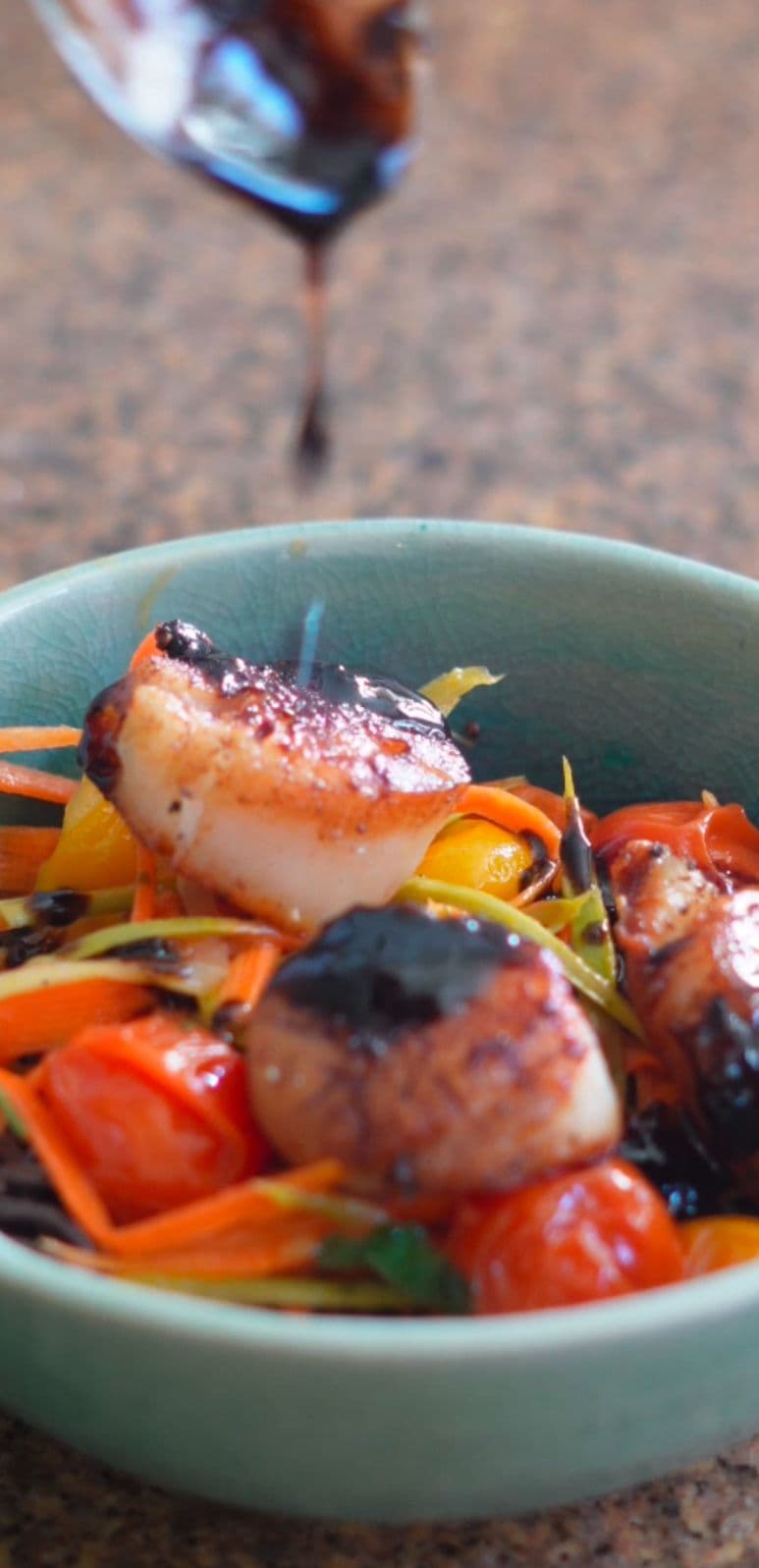 Scallops with Black Bean Pasta