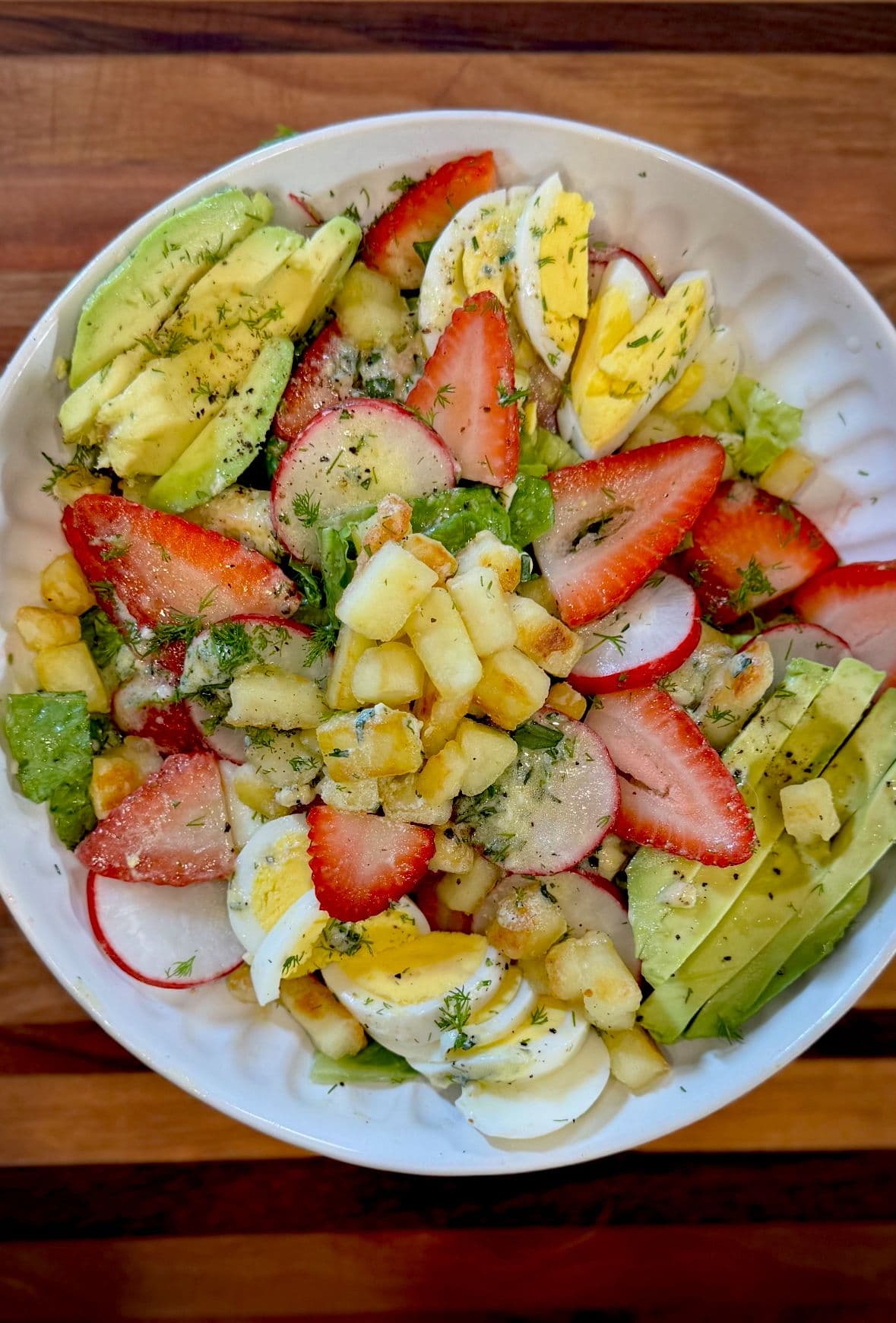 Strawberry Cobb Salad with Halloumi & Tarragon Dressing