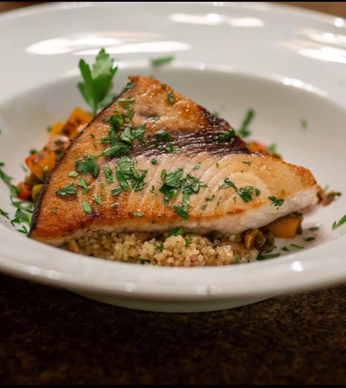 Swordfish with an olive tapenade