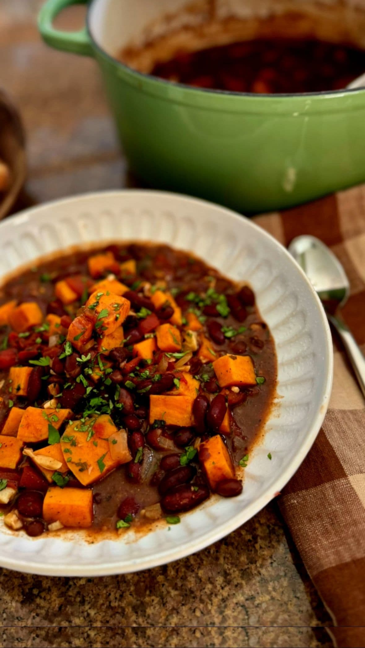 Easy Vegetarian Chili Recipe with Sweet Potatoes & Beans