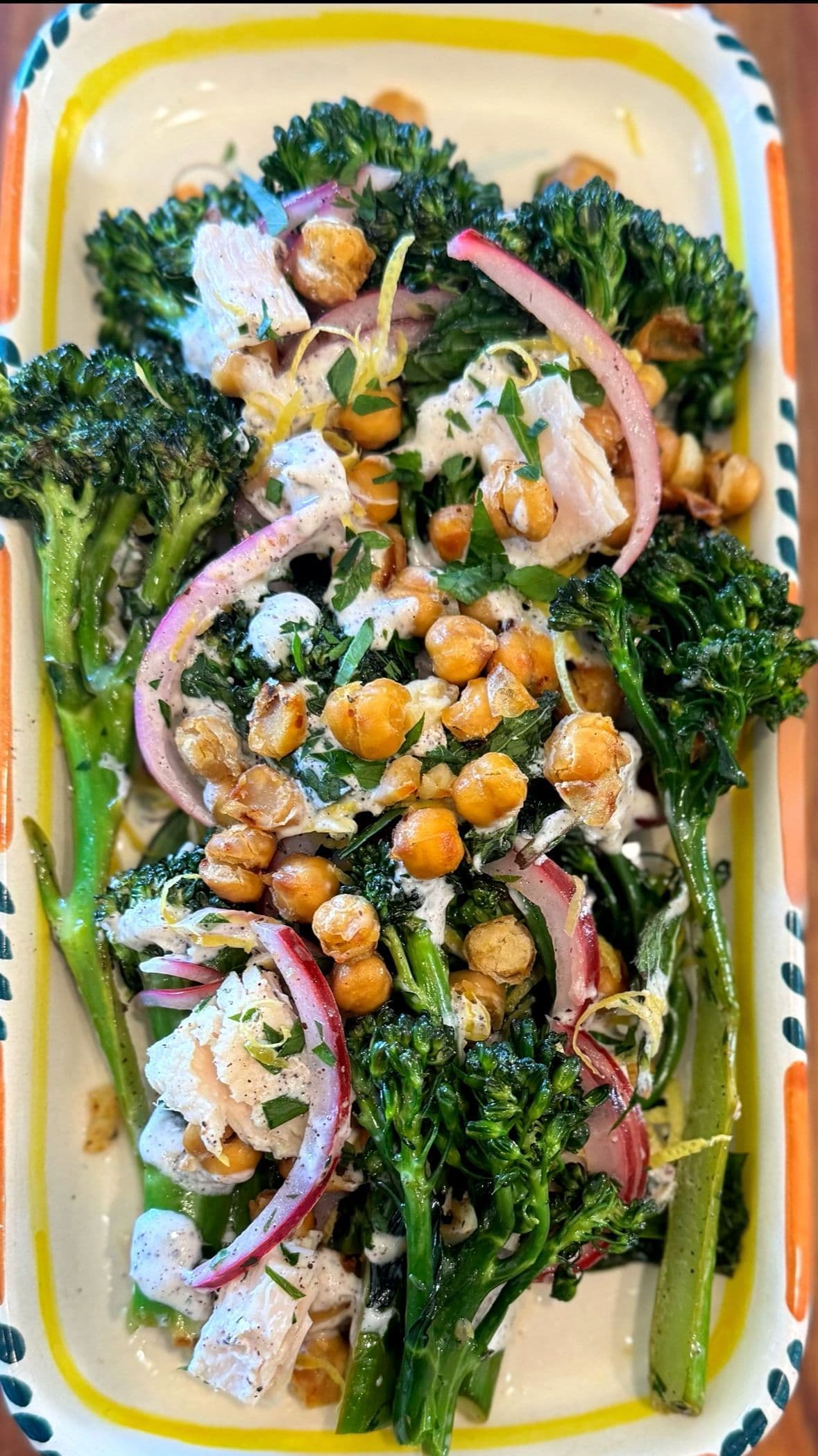 Vibrant Broccolini Salad with Crispy Chickpeas, Sumac Dressing, and Albacore Tuna