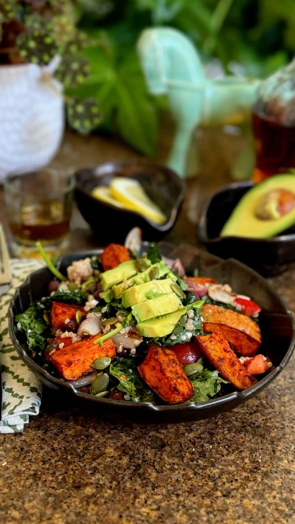 Vibrant Sweet Potato Kale Salad with Black Beans